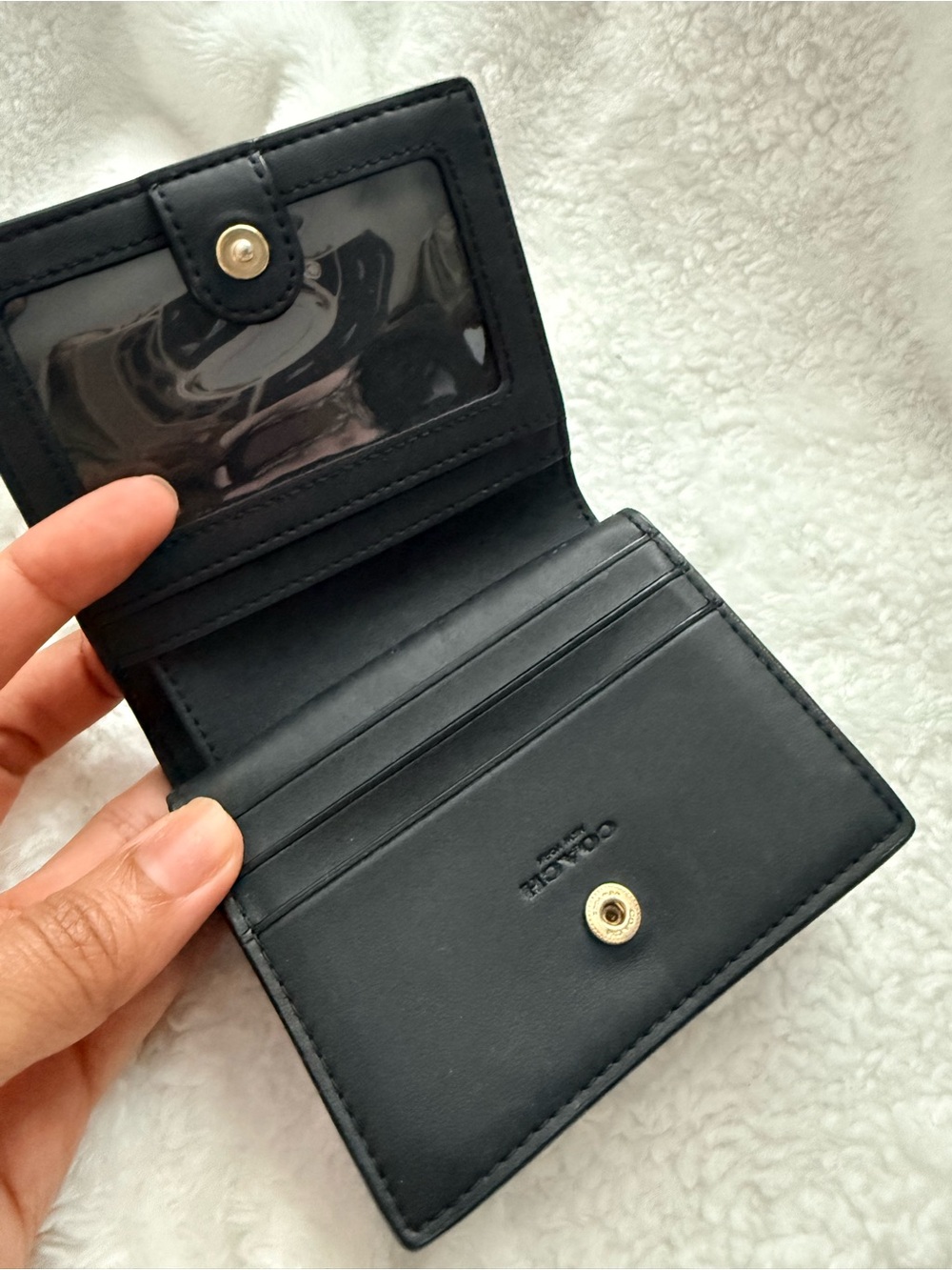Coach Brown Signature Compact wallet with Gold Logo - Picture 3 of 7